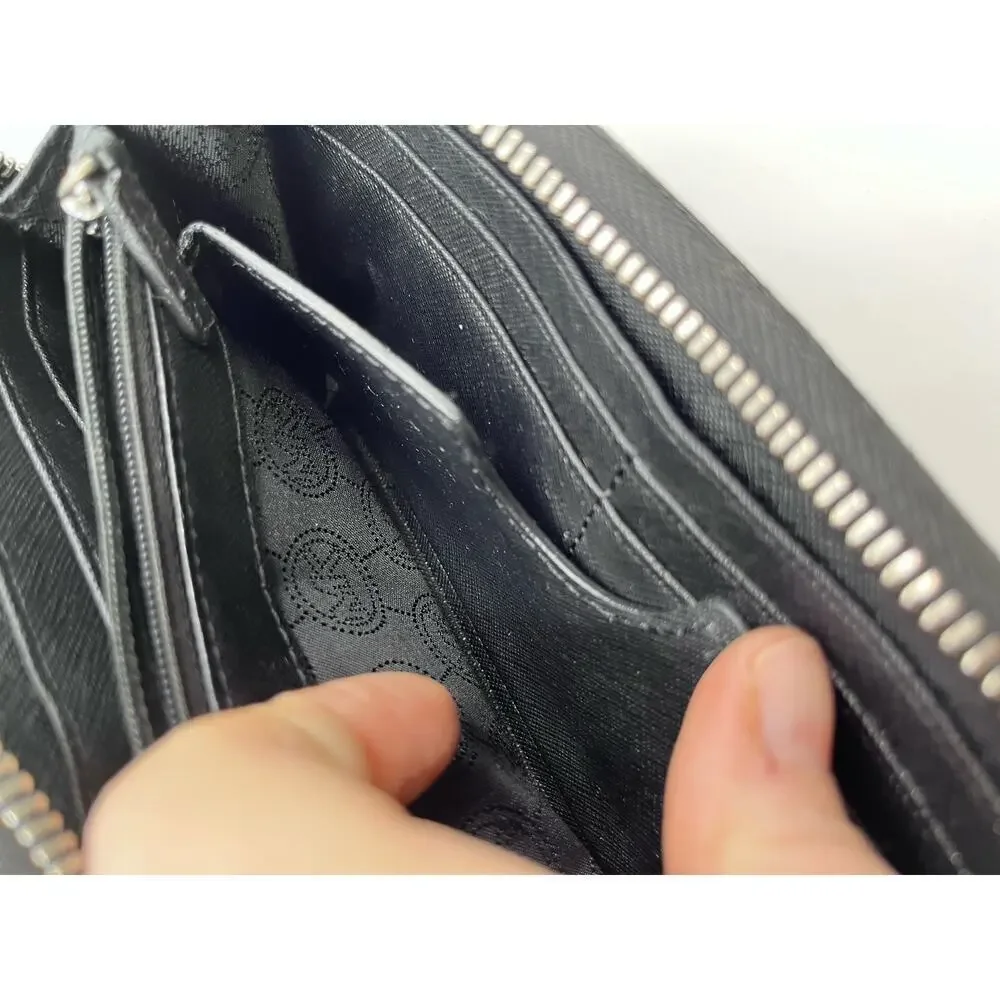 Michael Kors Zip-around Continental Black‎ Genuine Leather Jet Set Wallet